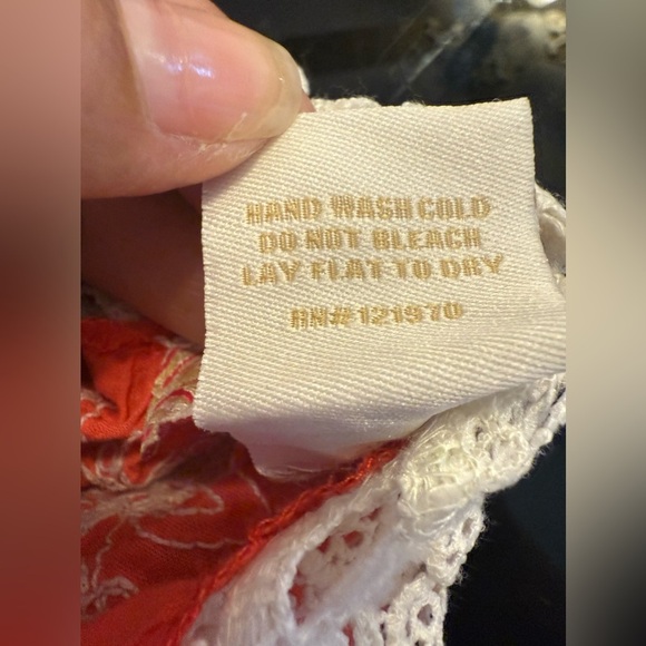 Flying Tomato Summer Tropical floral crochet orange White top plus Size 2X - Picture 4 of 16